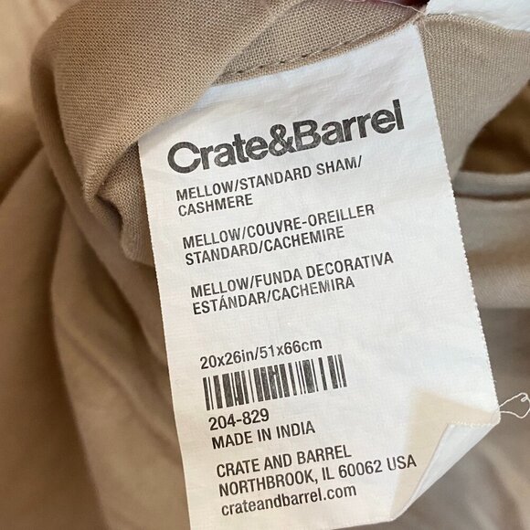 Crate & Barrel Set of 2 Mellow Standard Shams in "Cashmere" Color - Picture 3 of 5